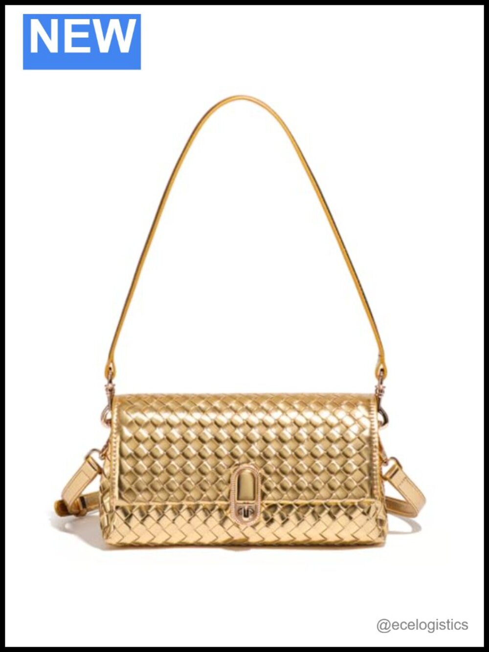 Woven Vegan Leather Shoulder Bag Crossbody Purse